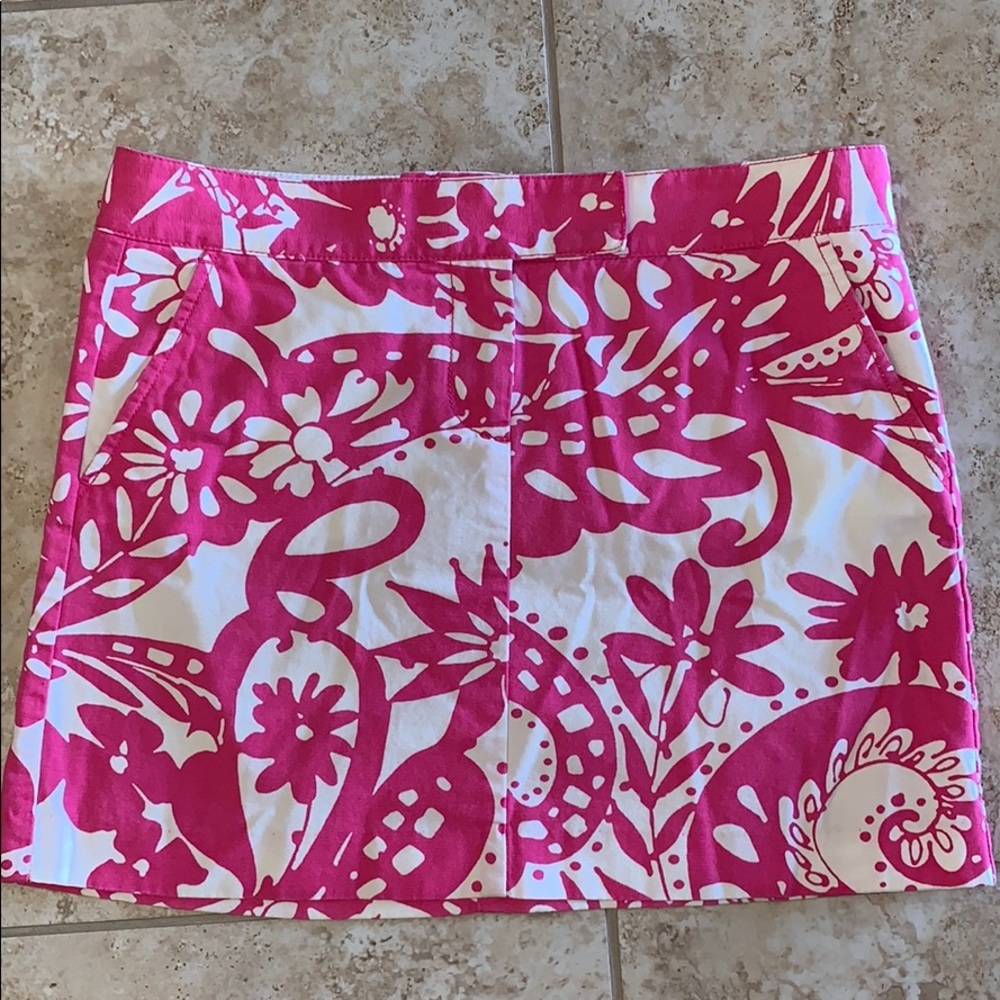 J. Crew Pink & White 100% Cotton Skirt Size 8